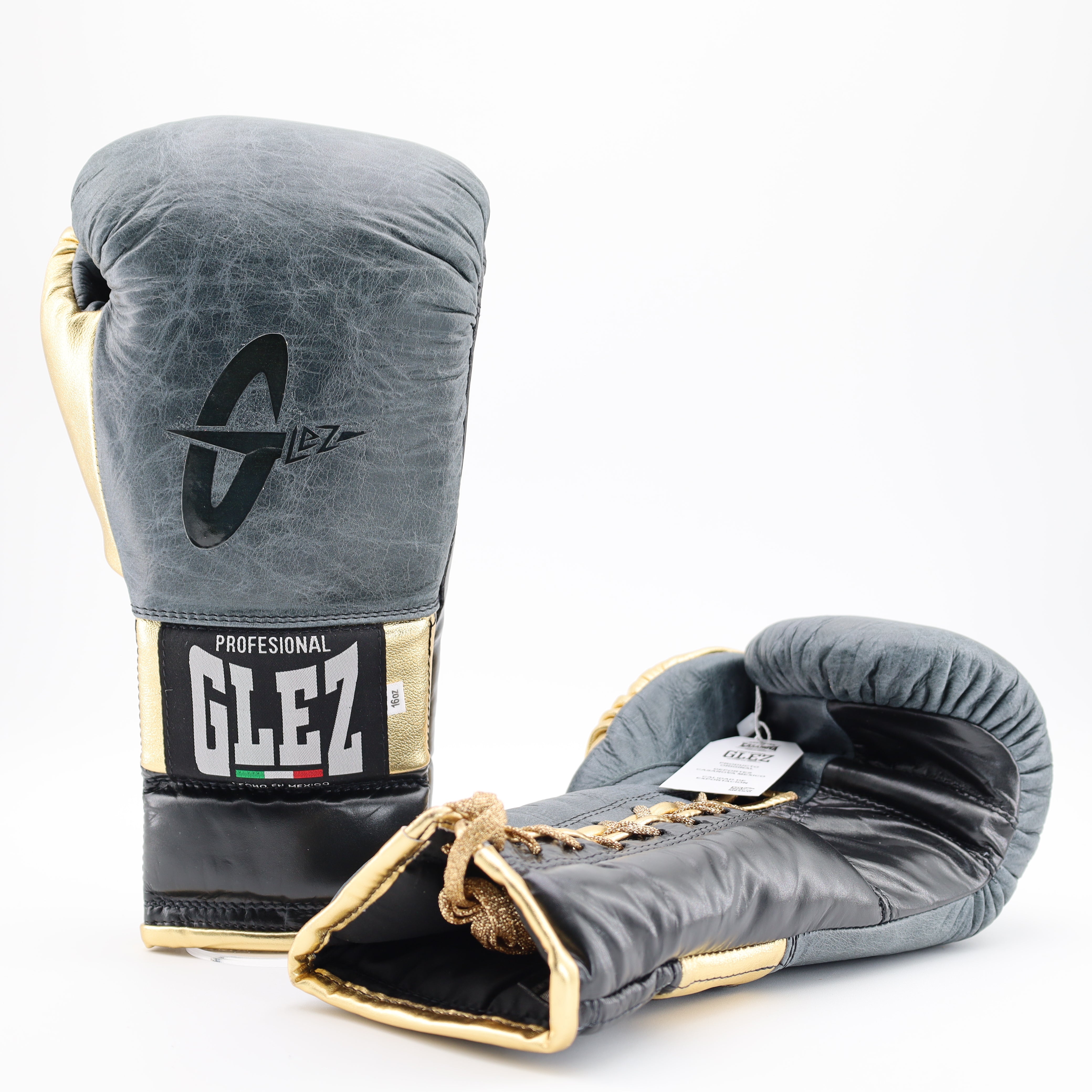 Boxing Gla GLEZ OG Lace Up boxing Gloves - vintage graphite/ metallic gold / blac ...